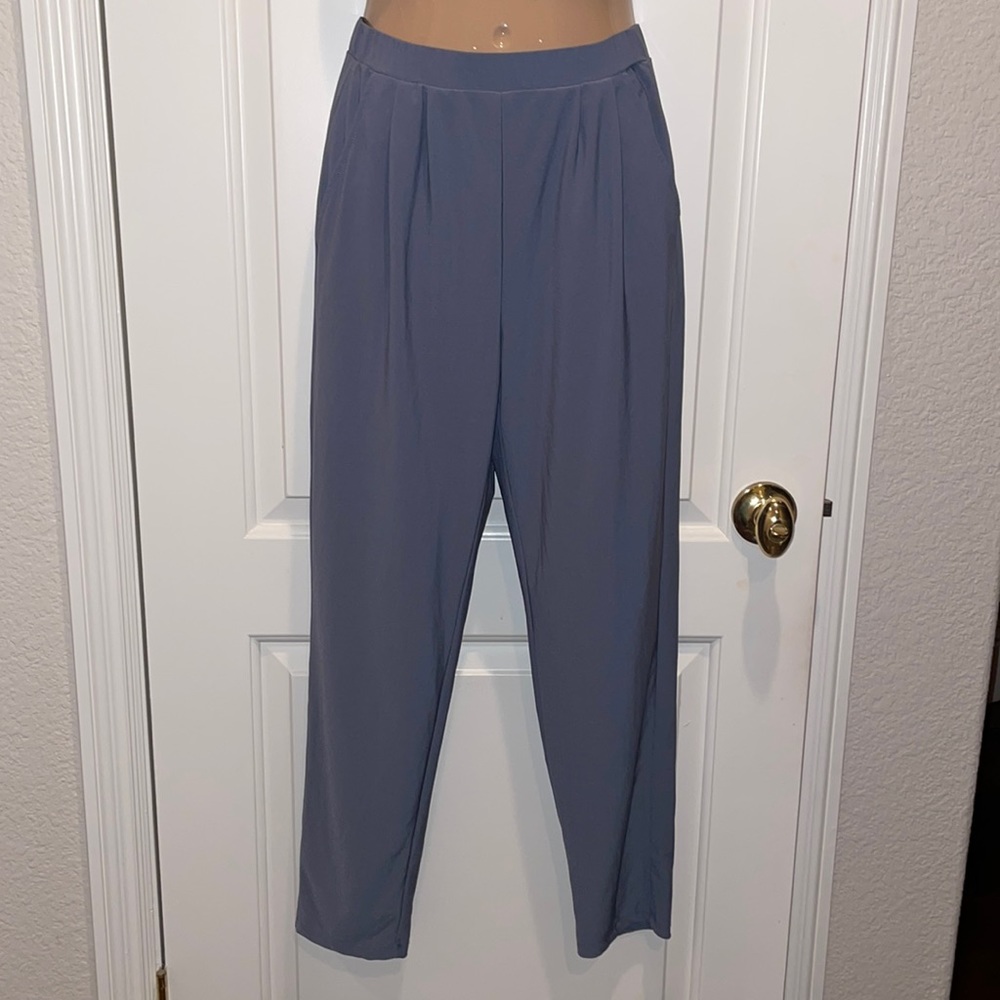Leith Elastic Waist Pleated Pants - slate blue